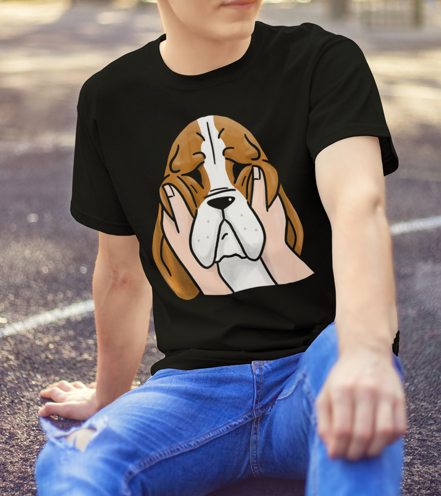 Basset Hound Chubby Cheeks Adorable Dog Face With Hands T-Shirt
