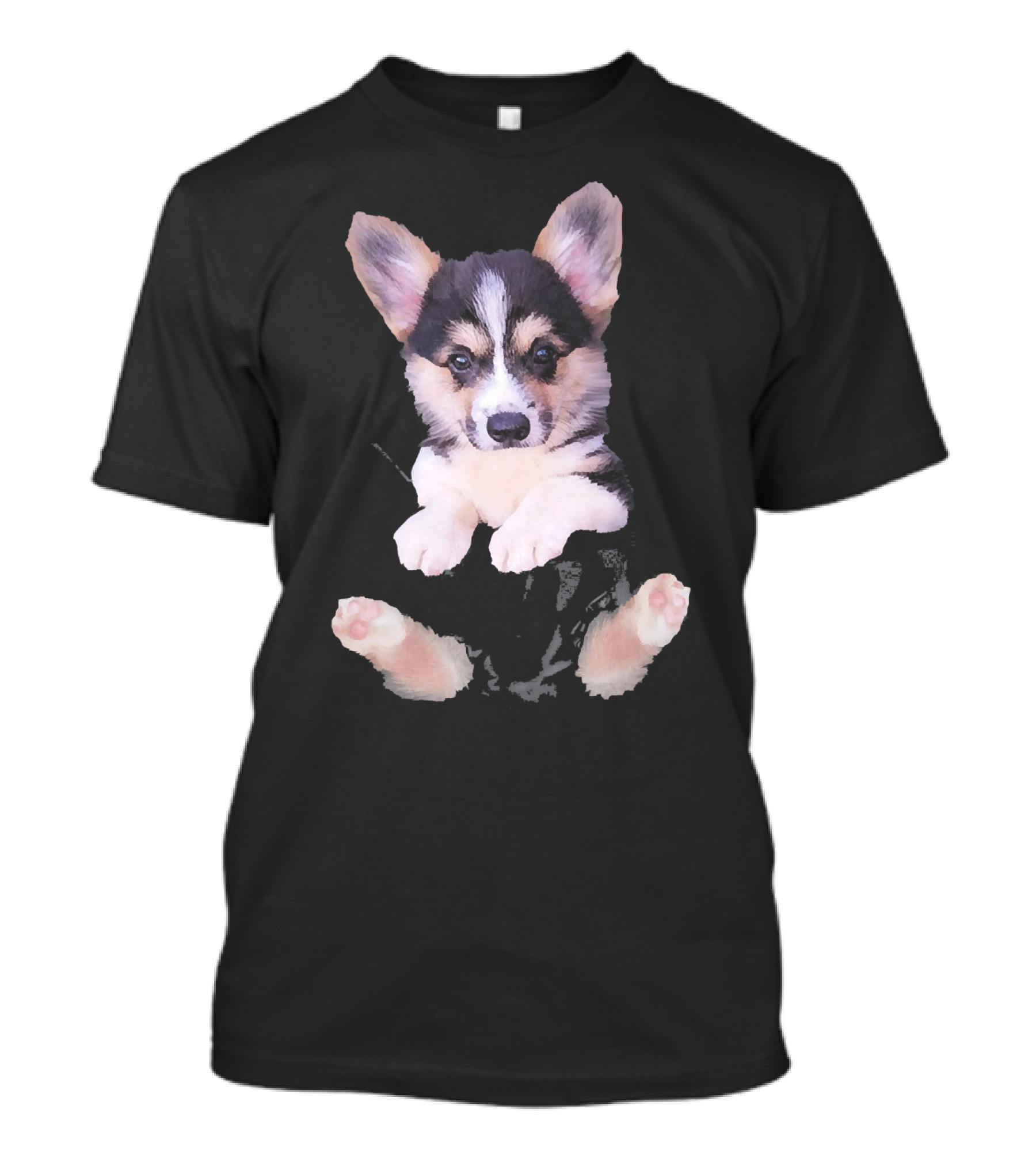 Corgi Puppy In A Pocket T-Shirt