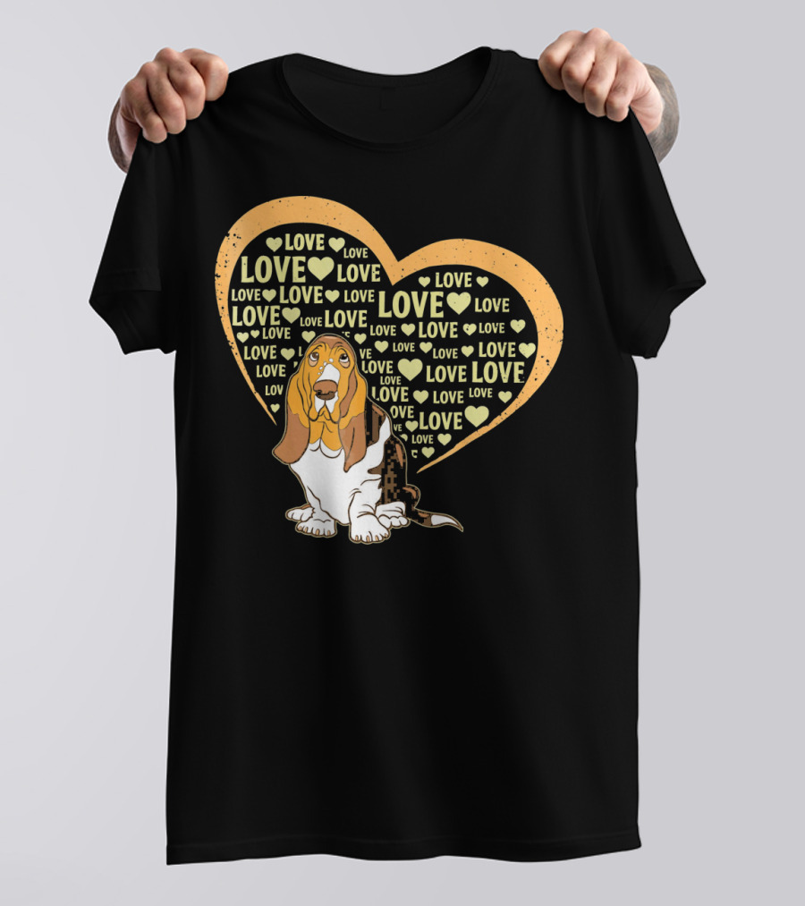 Love Basset Hound Dog Heart T-Shirt