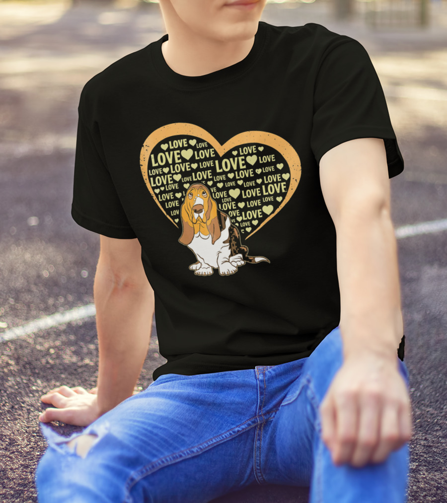 Love Basset Hound Dog Heart T-Shirt