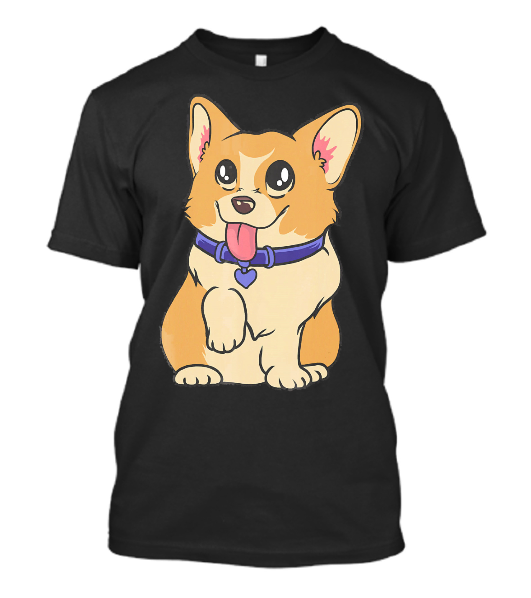 Cute Kawaii Corgi With Heart Collar Tongue Out T-Shirt