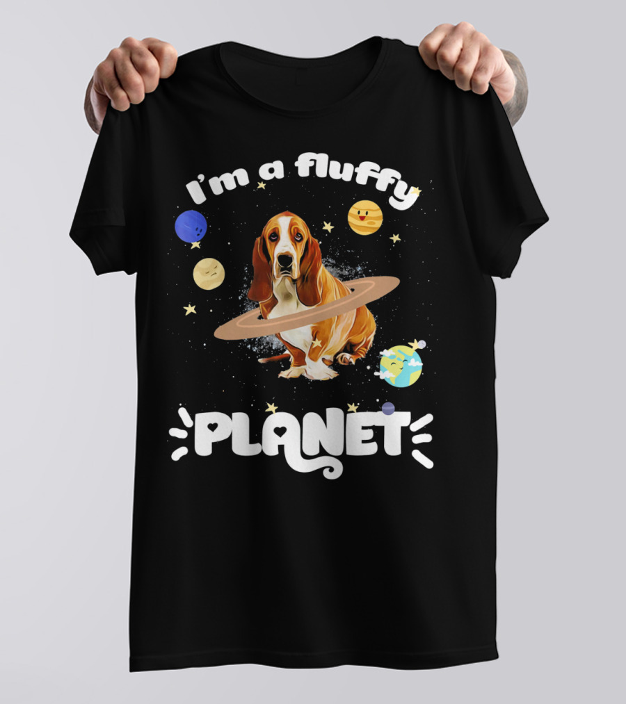 I'm A Fluffy Planet Basset Hound With Orbiting Planets T-Shirt