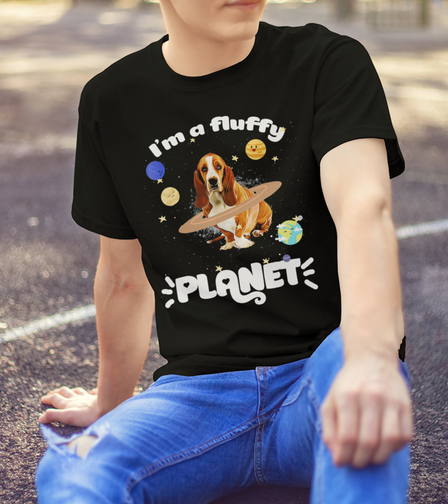 I'm A Fluffy Planet Basset Hound With Orbiting Planets T-Shirt
