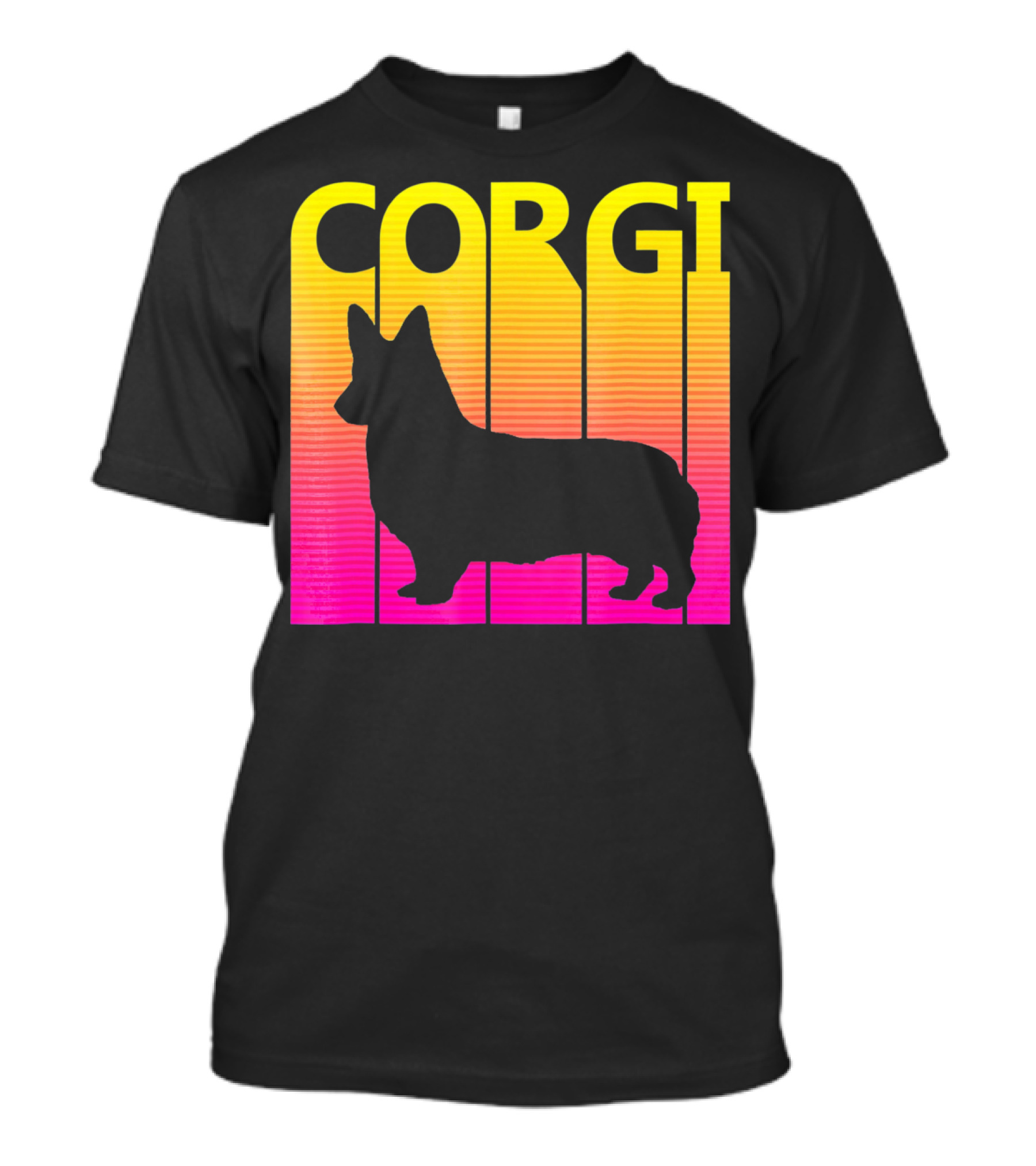 Vintage Corgi Silhouette Retro Sunset T-Shirt
