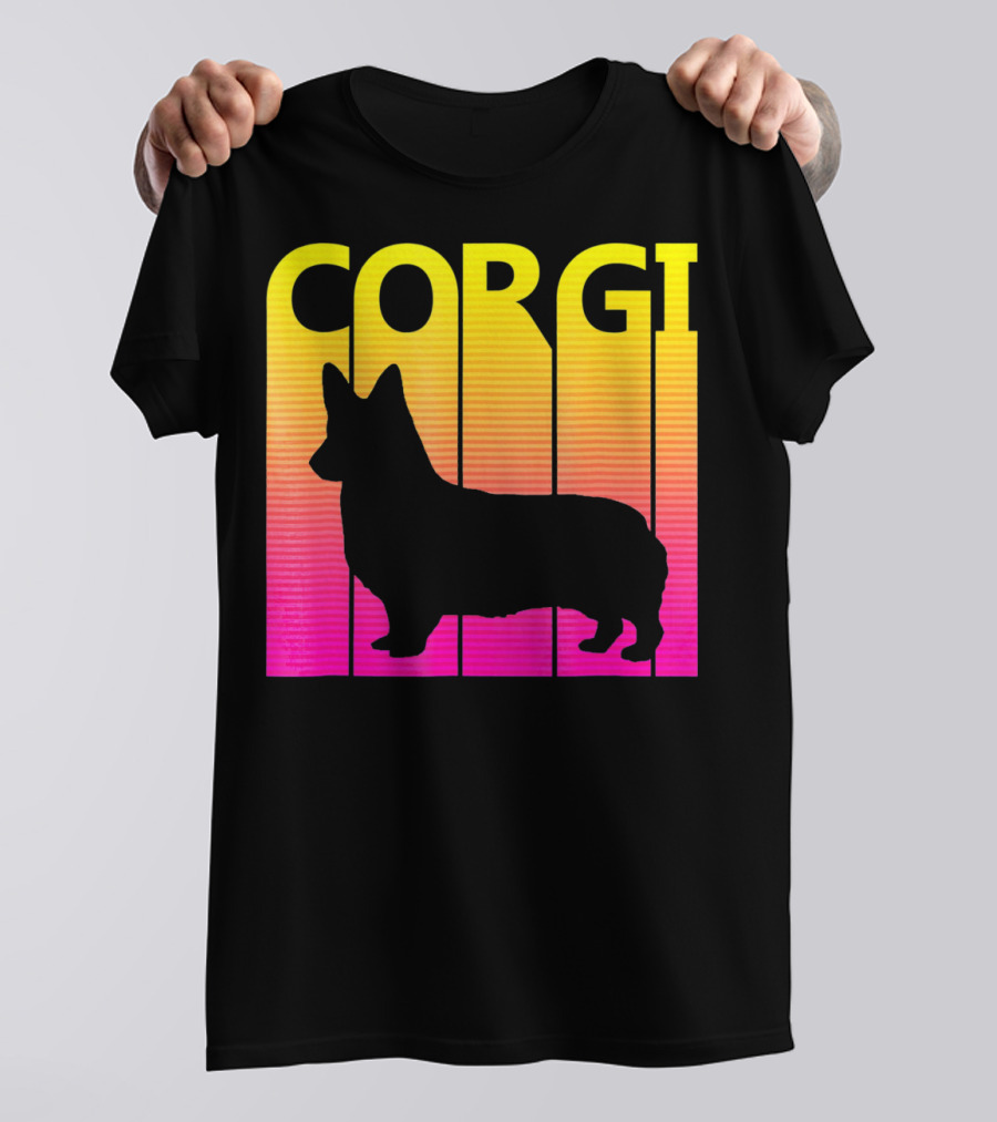 Vintage Corgi Silhouette Retro Sunset T-Shirt