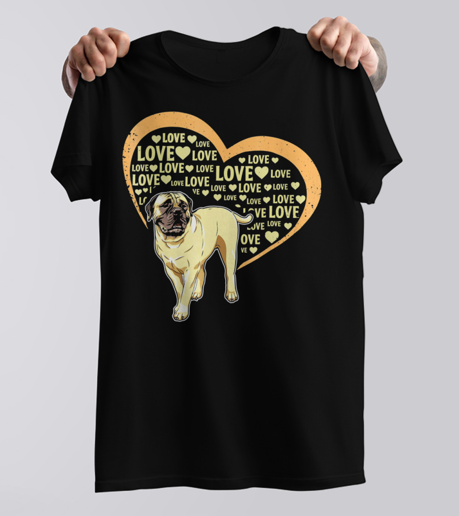 Love Bullmastiff Dog Heart T-Shirt