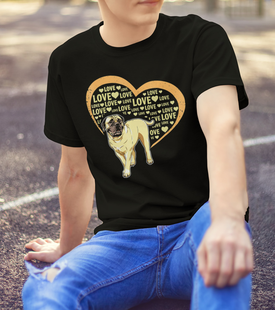 Love Bullmastiff Dog Heart T-Shirt