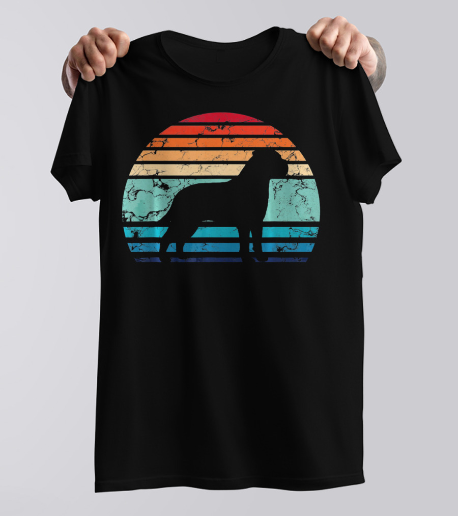 Vintage Bullmastiff Dog Lovers Retro Sunset Stripes T-Shirt