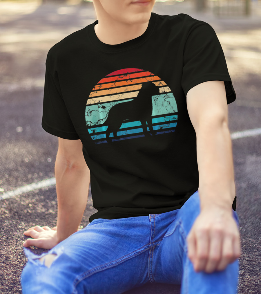Vintage Bullmastiff Dog Lovers Retro Sunset Stripes T-Shirt