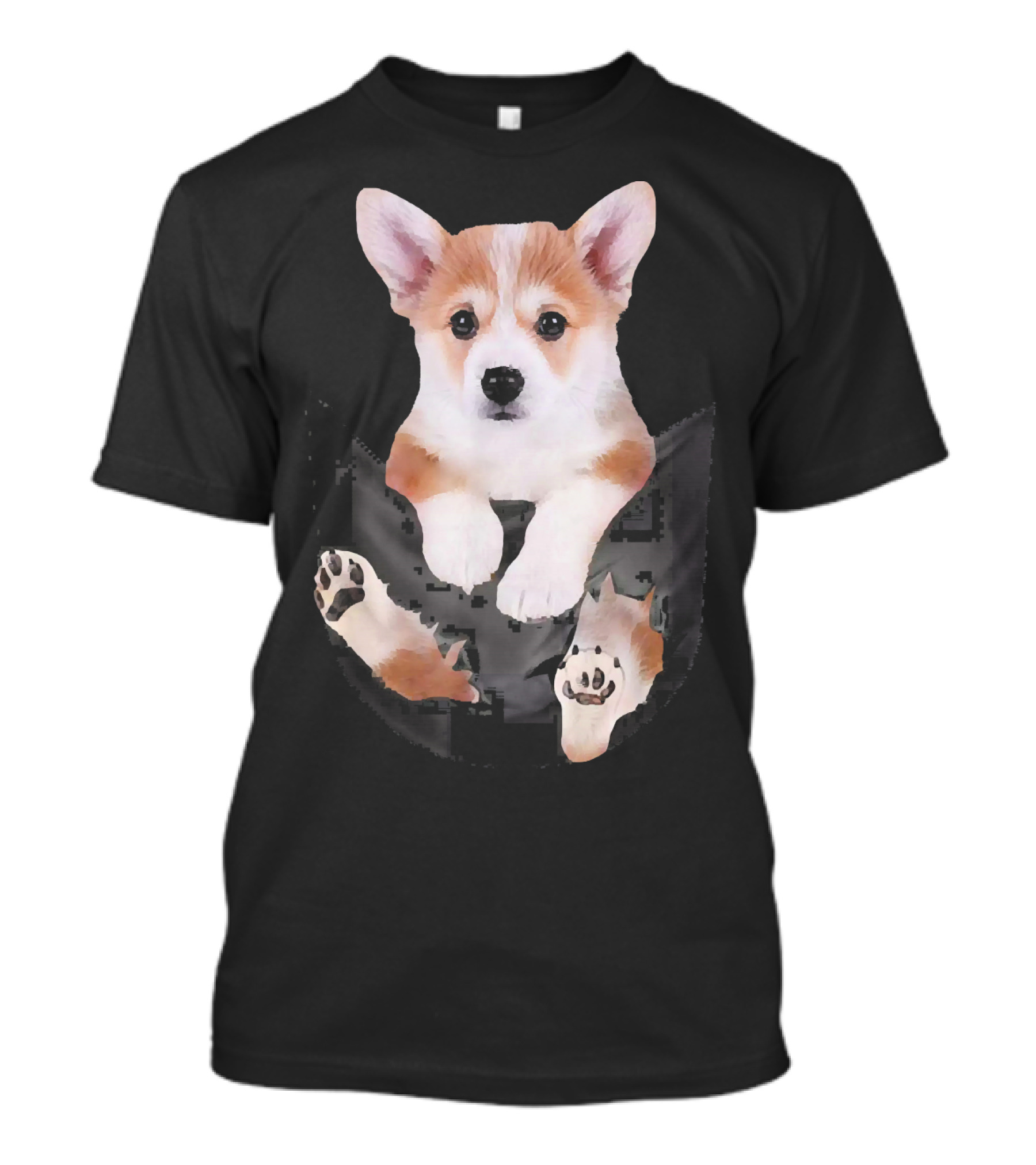 Tiny Dog Funny Cute Corgi In Pocket T-Shirt