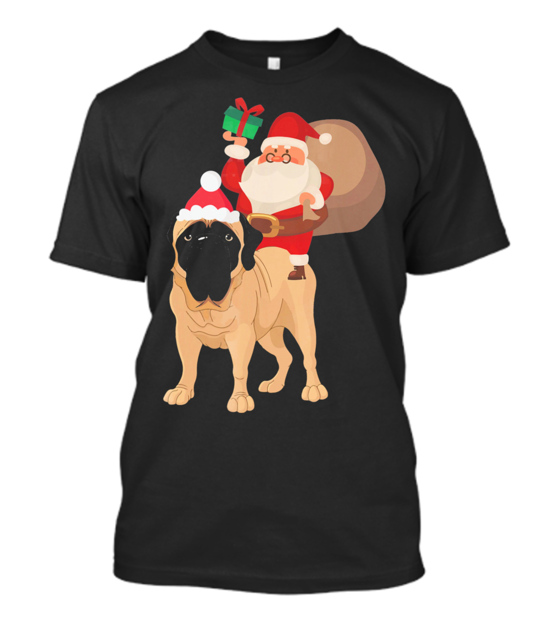 Santa Riding English Mastiff Christmas Gift Holiday T-Shirt