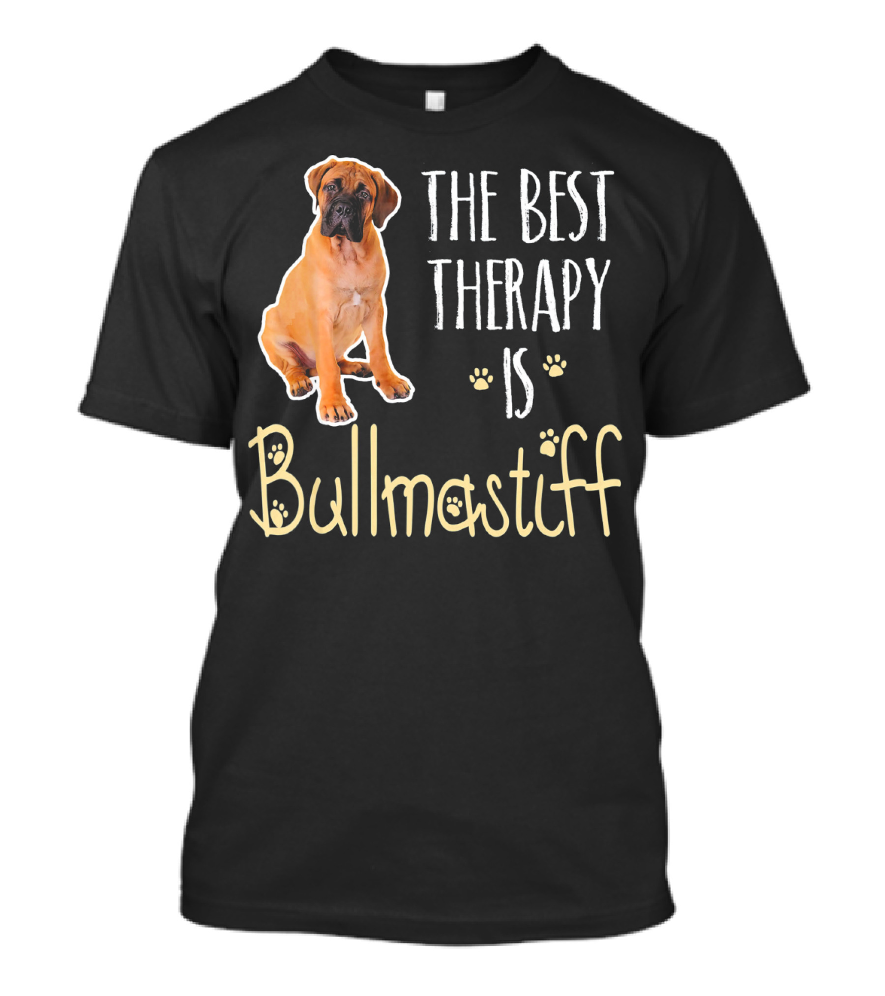 The Best Therapy Is Bullmastiff Dog With Paw Prints T-Shirt