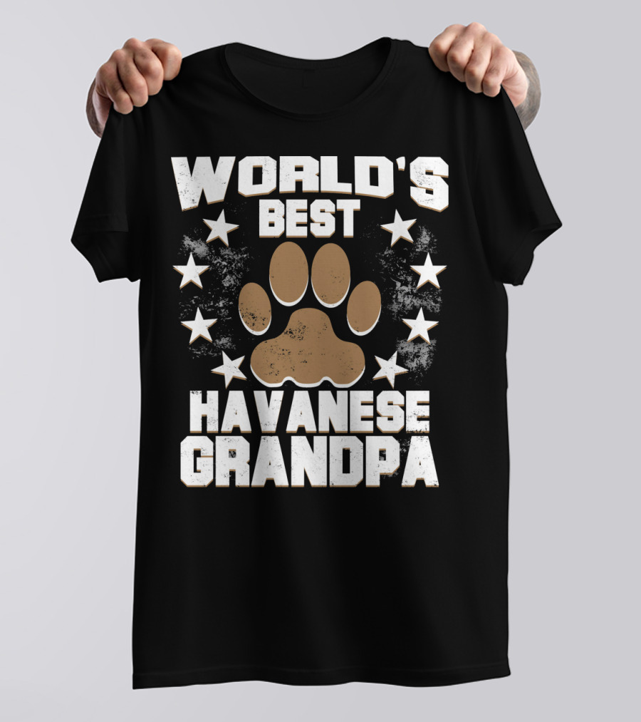 WORLD'S BEST HAVANESE GRANDPA PAW PRINT STARS T-Shirt