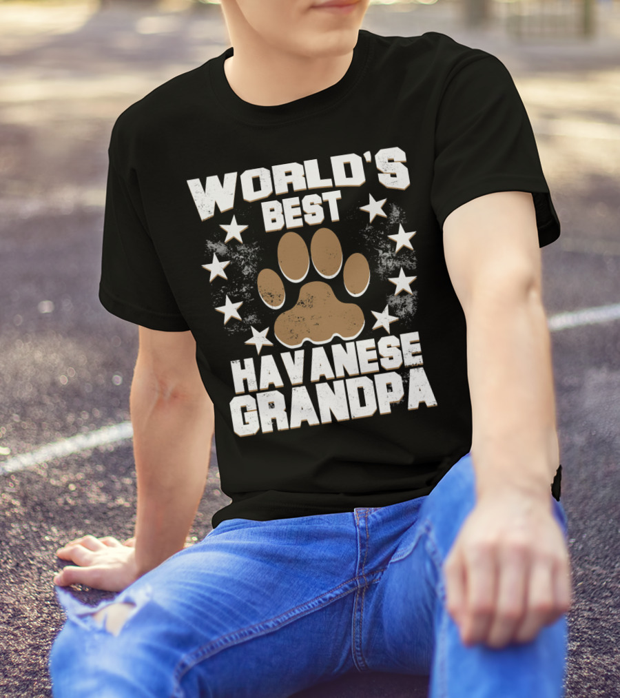 WORLD'S BEST HAVANESE GRANDPA PAW PRINT STARS T-Shirt