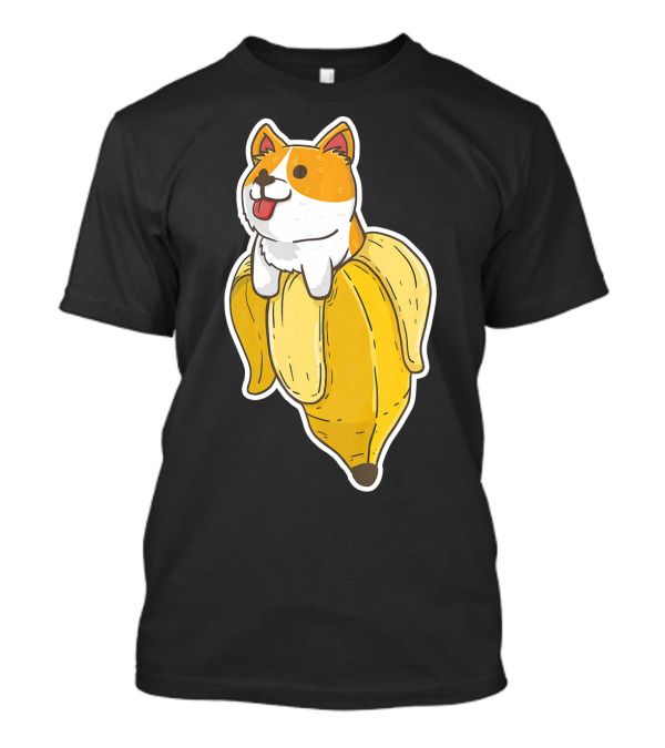 Banana Welsh Corgi Peel Sitting Playfully T-Shirt