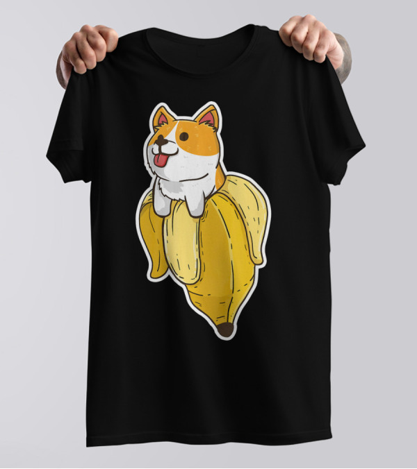 Banana Welsh Corgi Peel Sitting Playfully T-Shirt
