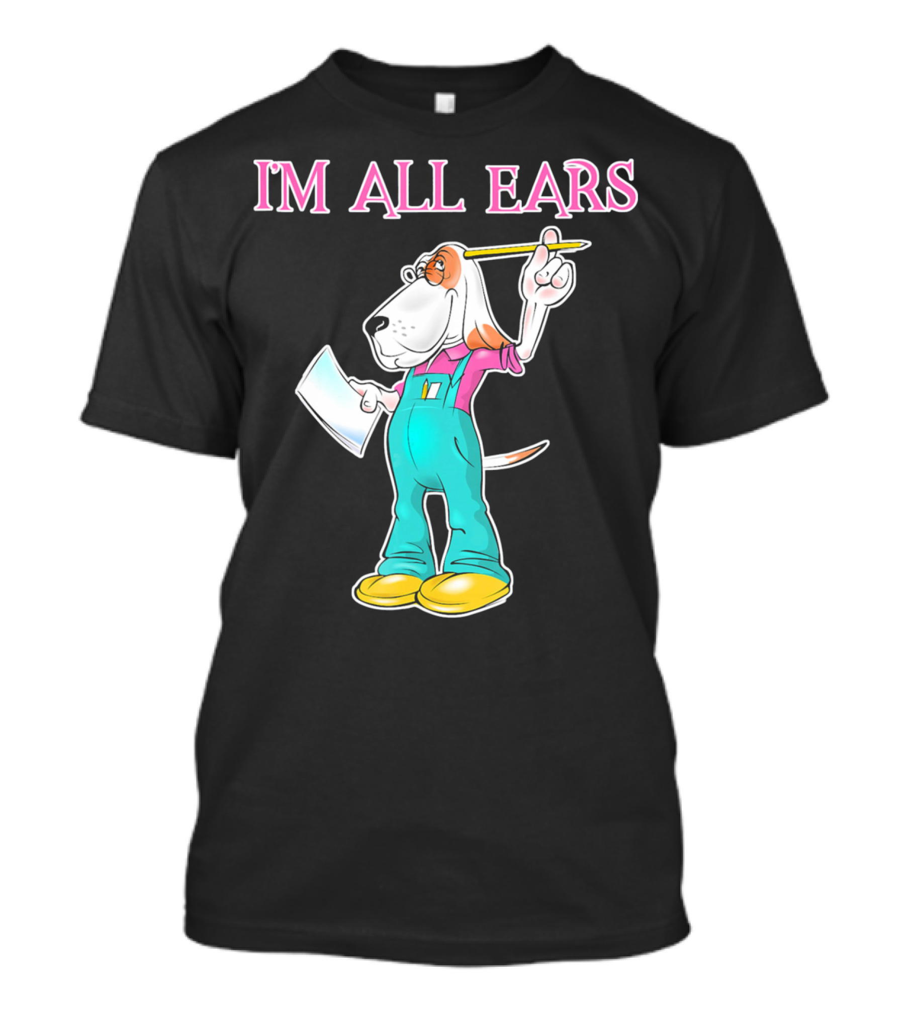 Basset Hound Bloodhound I'm All Ears Beagle Drawing With Glasses And Pencil T-Shirt