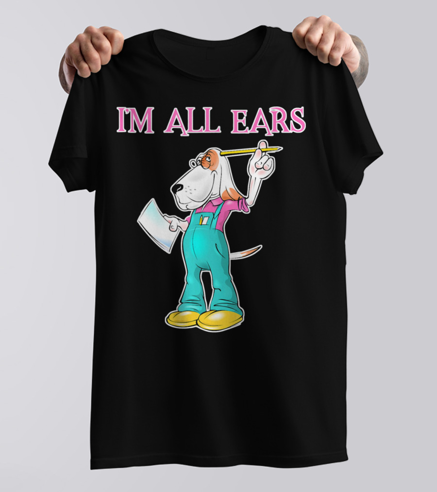 Basset Hound Bloodhound I'm All Ears Beagle Drawing With Glasses And Pencil T-Shirt