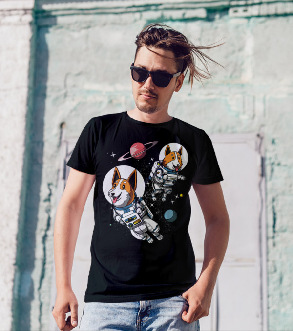 Space Corgi Dog Astronauts Cool Planets Stars T-Shirt