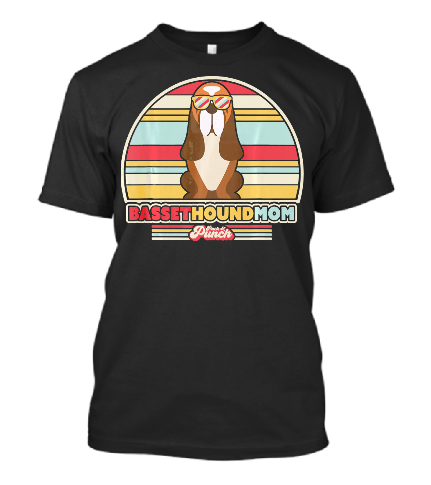 Basset Hound Mom Retro Style Fresh Punch T-Shirt