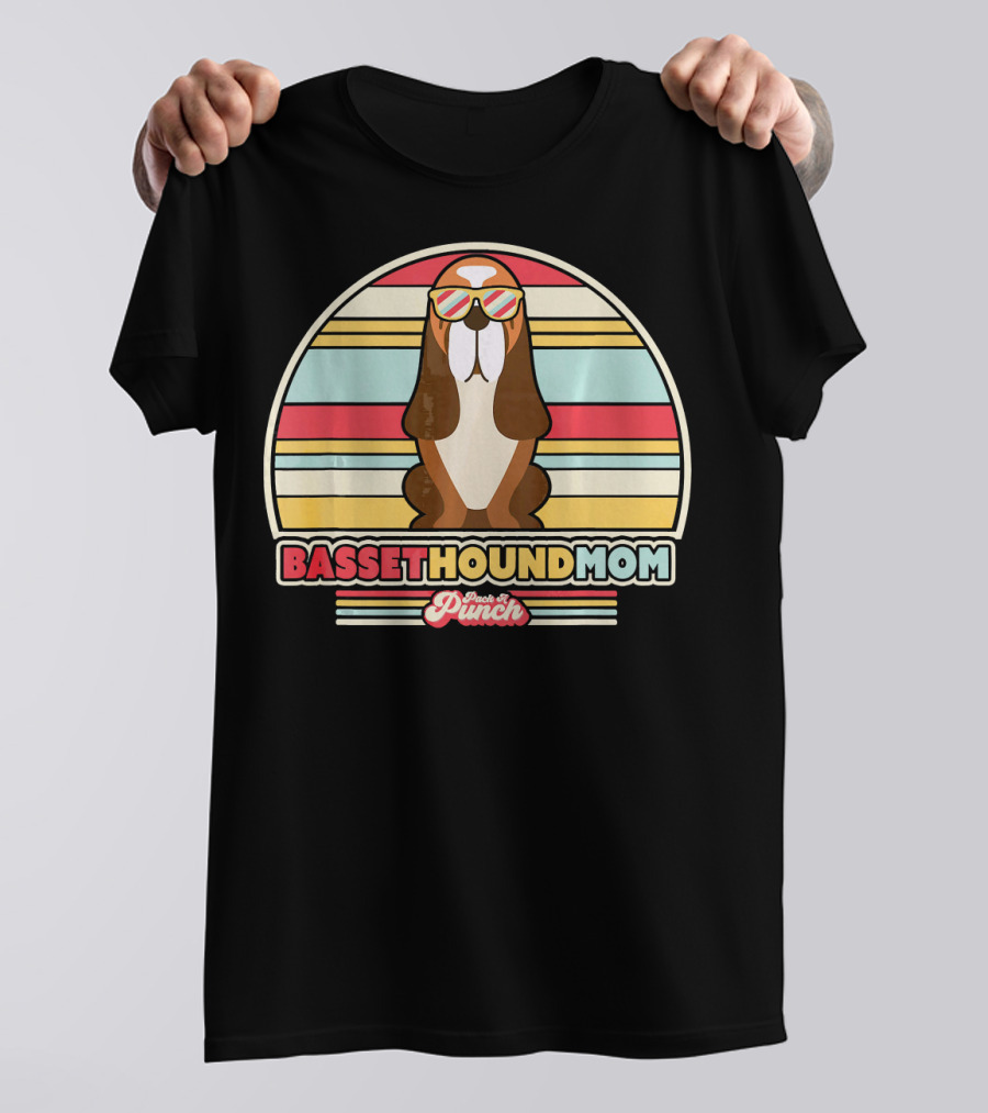Basset Hound Mom Retro Style Fresh Punch T-Shirt