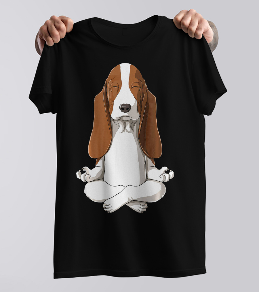 Yoga Basset Hound Meditation Pose Blissful Canine T-Shirt