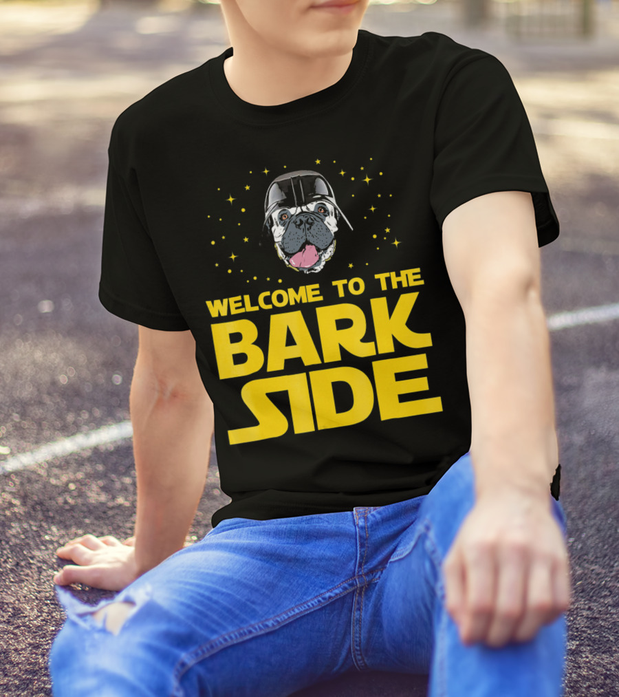 Welcome To The Bark Side Bullmastiff In Space Helmet Surrounded By Stars T-Shirt