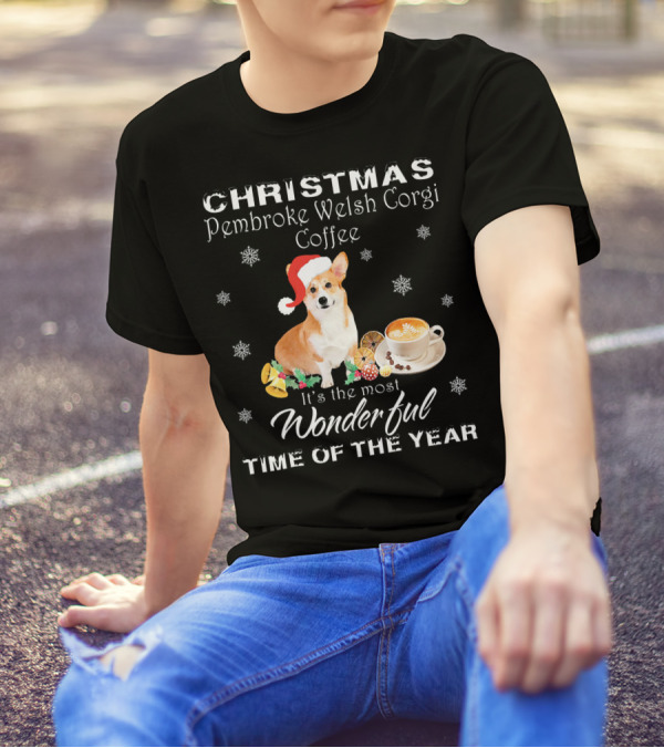 Christmas Pembroke Welsh Corgi Coffee It's The Most Wonderful Time Of The Year T-Shirt