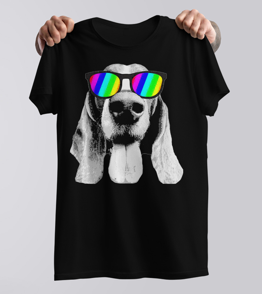 Basset Hound Rainbow Sunglasses T-Shirt