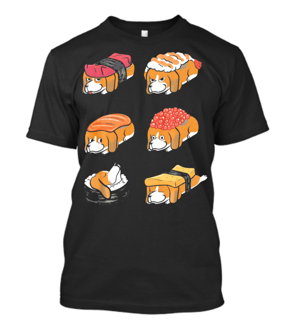 Basset Hound Sushi Nigiri Cartoon T-Shirt
