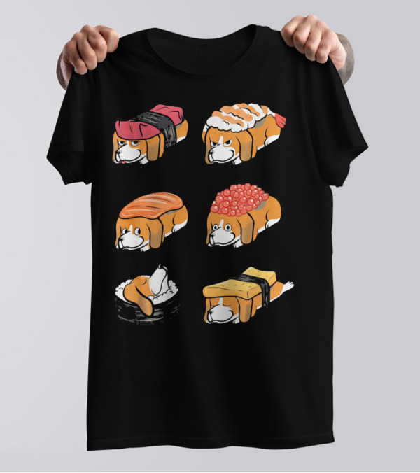 Basset Hound Sushi Nigiri Cartoon T-Shirt