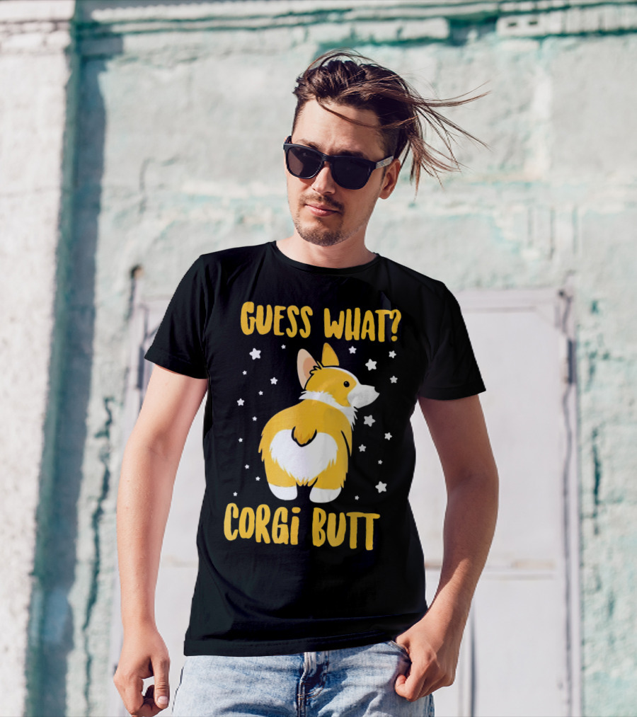 Guess What Corgi Butt Cute Starry Background T-Shirt