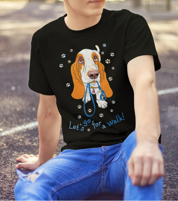 Let's Go For A Walk Basset Hound Dog T-Shirt