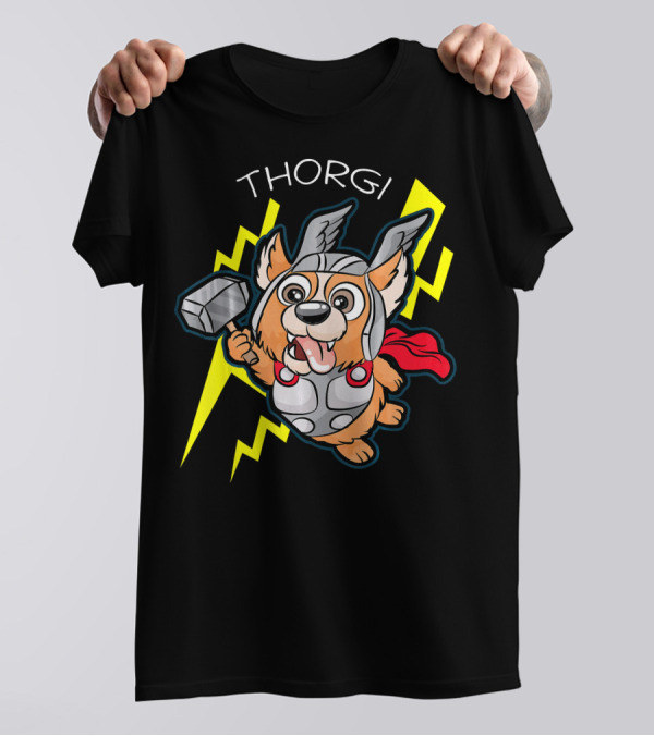 Thorgi Corgi Thor Thunder Lightning Hammer Hero T-Shirt