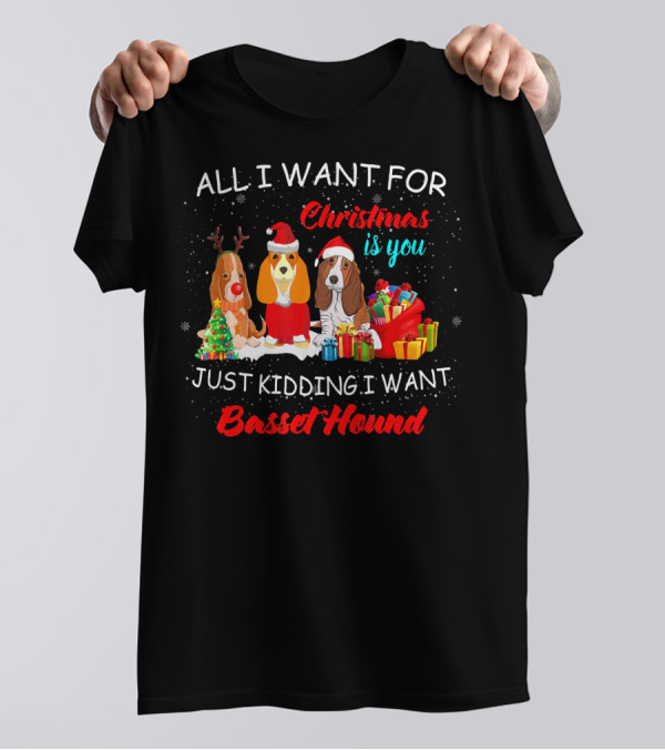 ALL I WANT FOR CHRISTMAS IS YOU JUST KIDDING I WANT BASSET HOUND T-Shirt