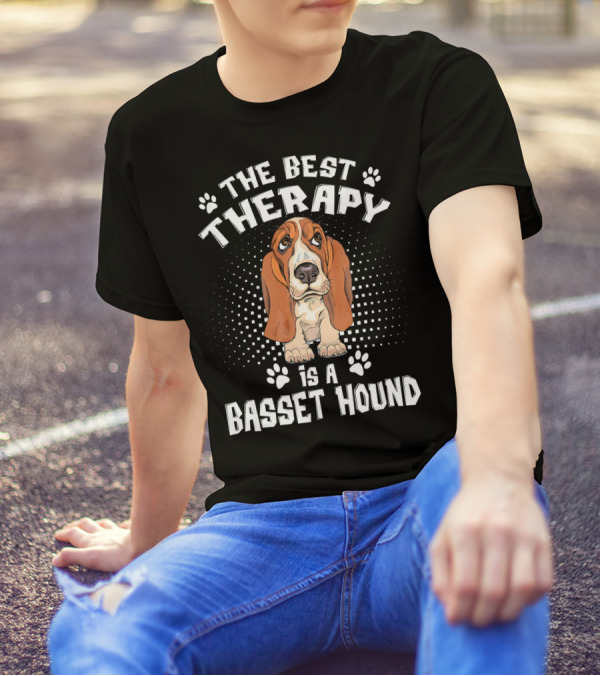 The Best Therapy Is A Basset Hound Dog With Paw Prints T-Shirt