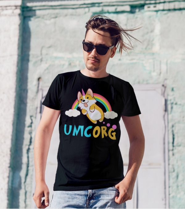 UMCORG Funny Lovely Corgi Dog Lovers Rainbow Unicorn T-Shirt