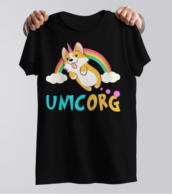 UMCORG Funny Lovely Corgi Dog Lovers Rainbow Unicorn T-Shirt