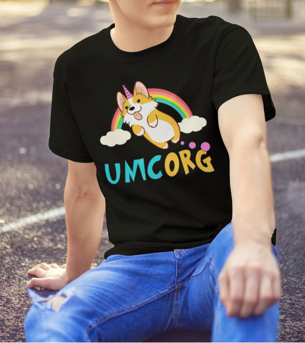 UMCORG Funny Lovely Corgi Dog Lovers Rainbow Unicorn T-Shirt