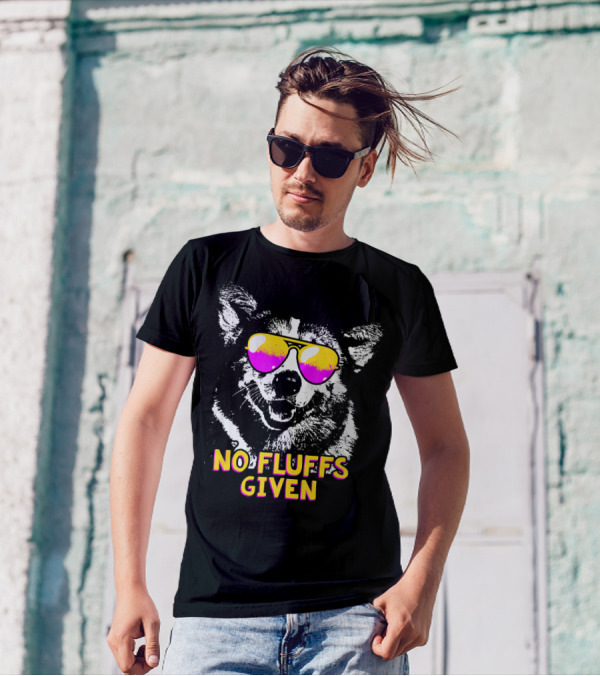 NO FLUFFS GIVEN Corgi Sunglasses T-Shirt