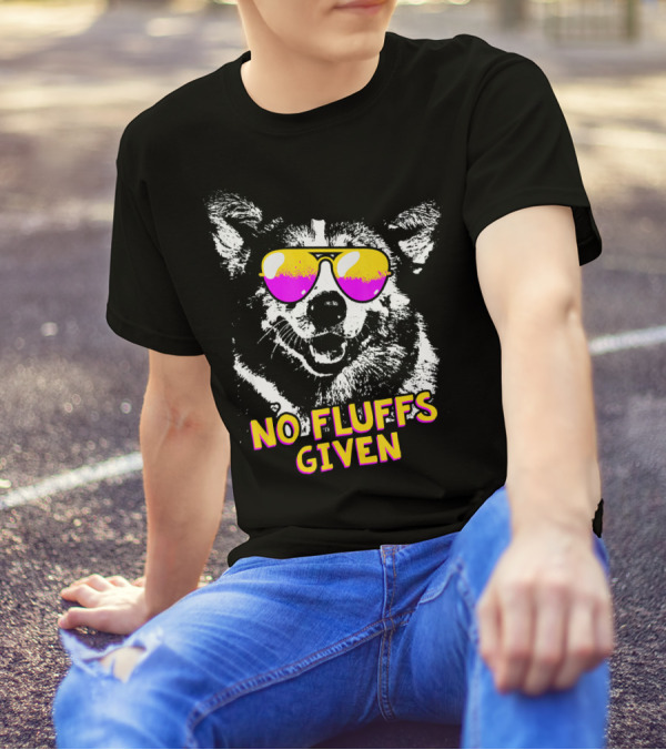 NO FLUFFS GIVEN Corgi Sunglasses T-Shirt