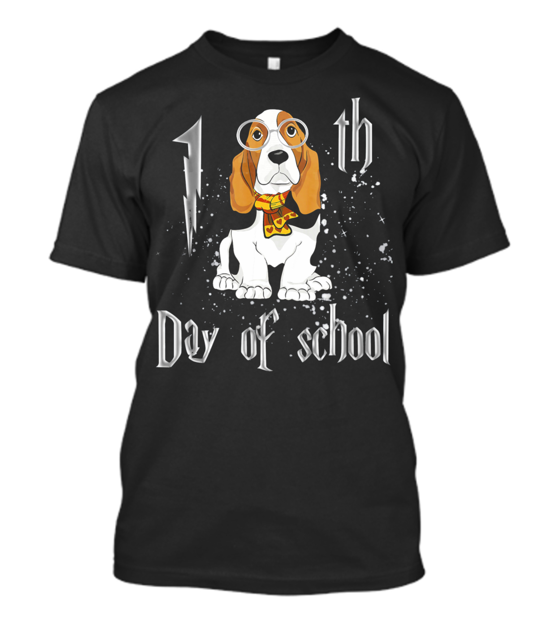 1st 100th Day Of School Basset Hound Dog T-Shirt