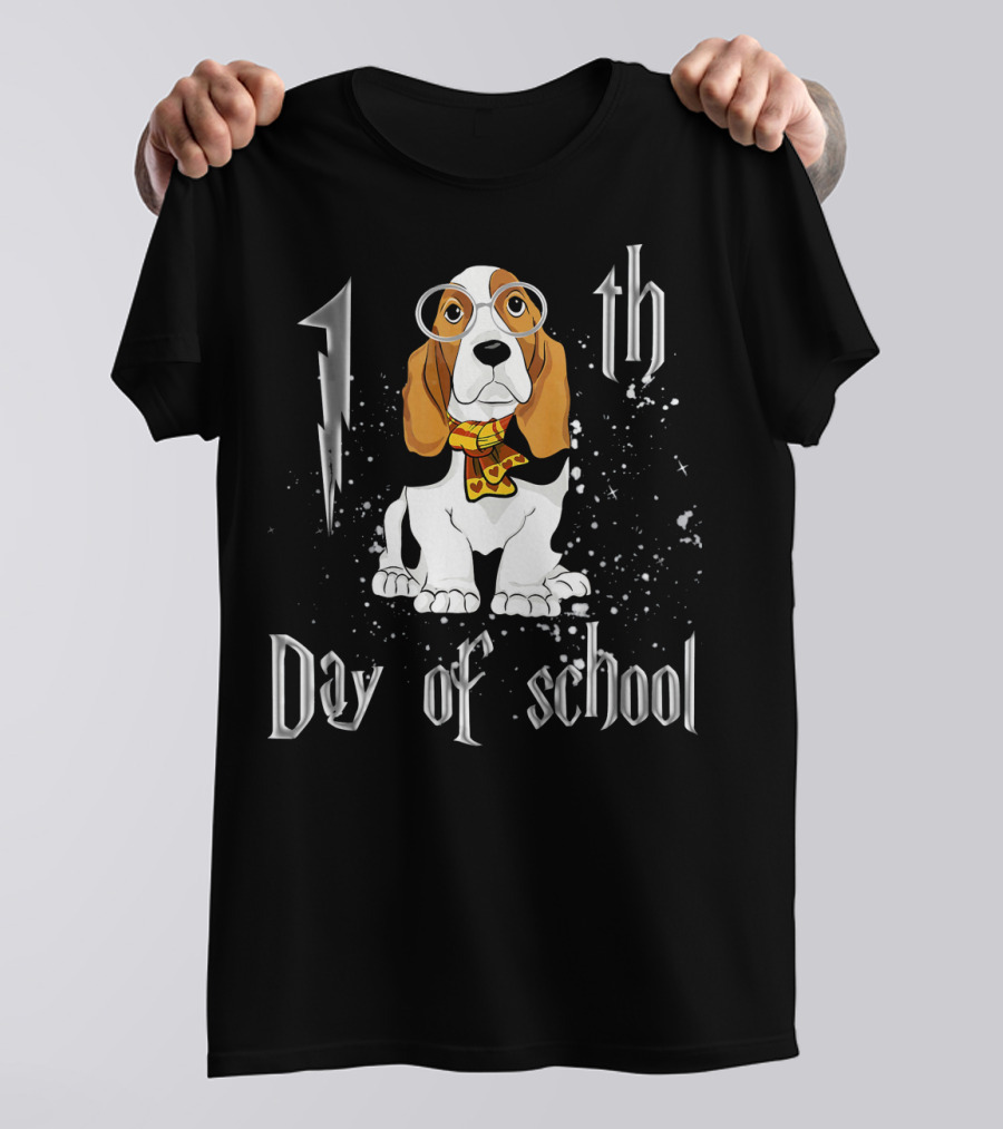 1st 100th Day Of School Basset Hound Dog T-Shirt