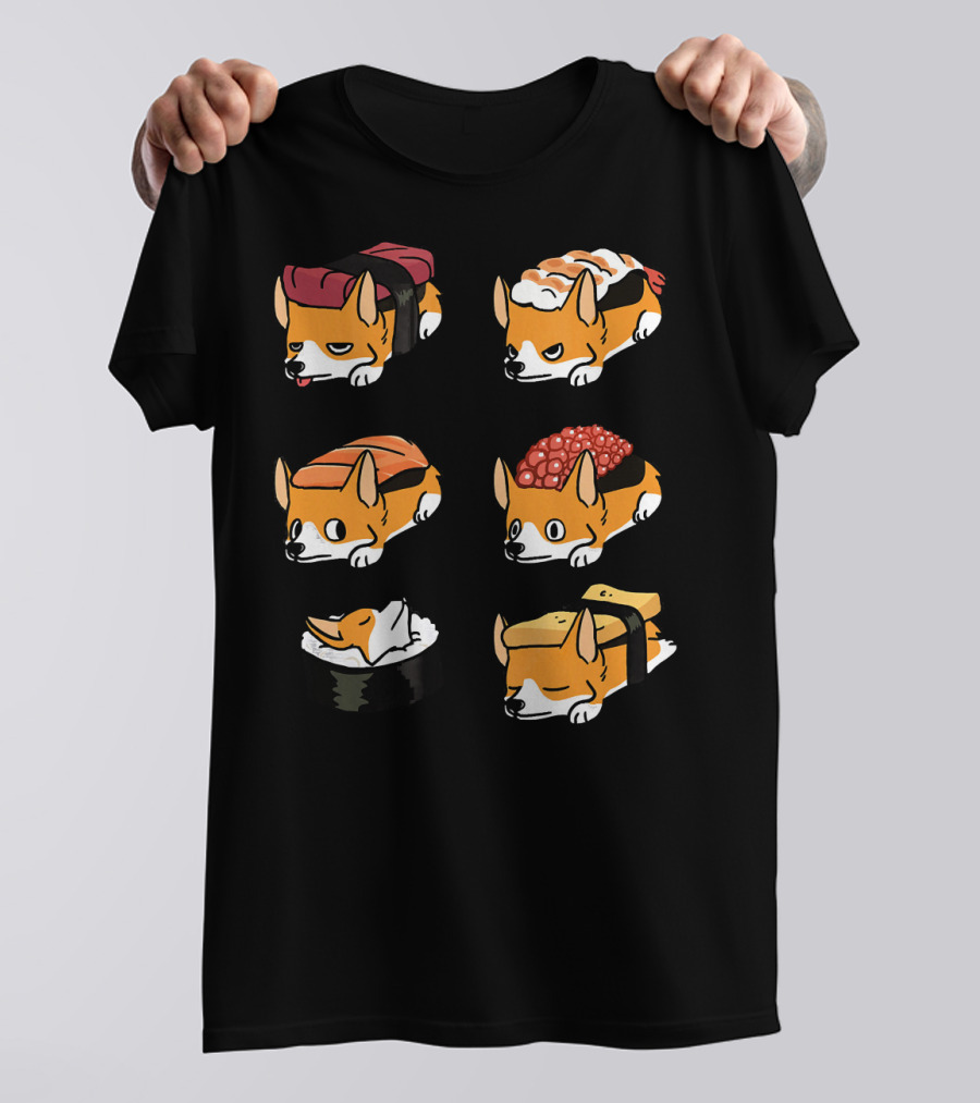 Sushi Corgi Nigiri Sashimi Roll Cute Dog T-Shirt