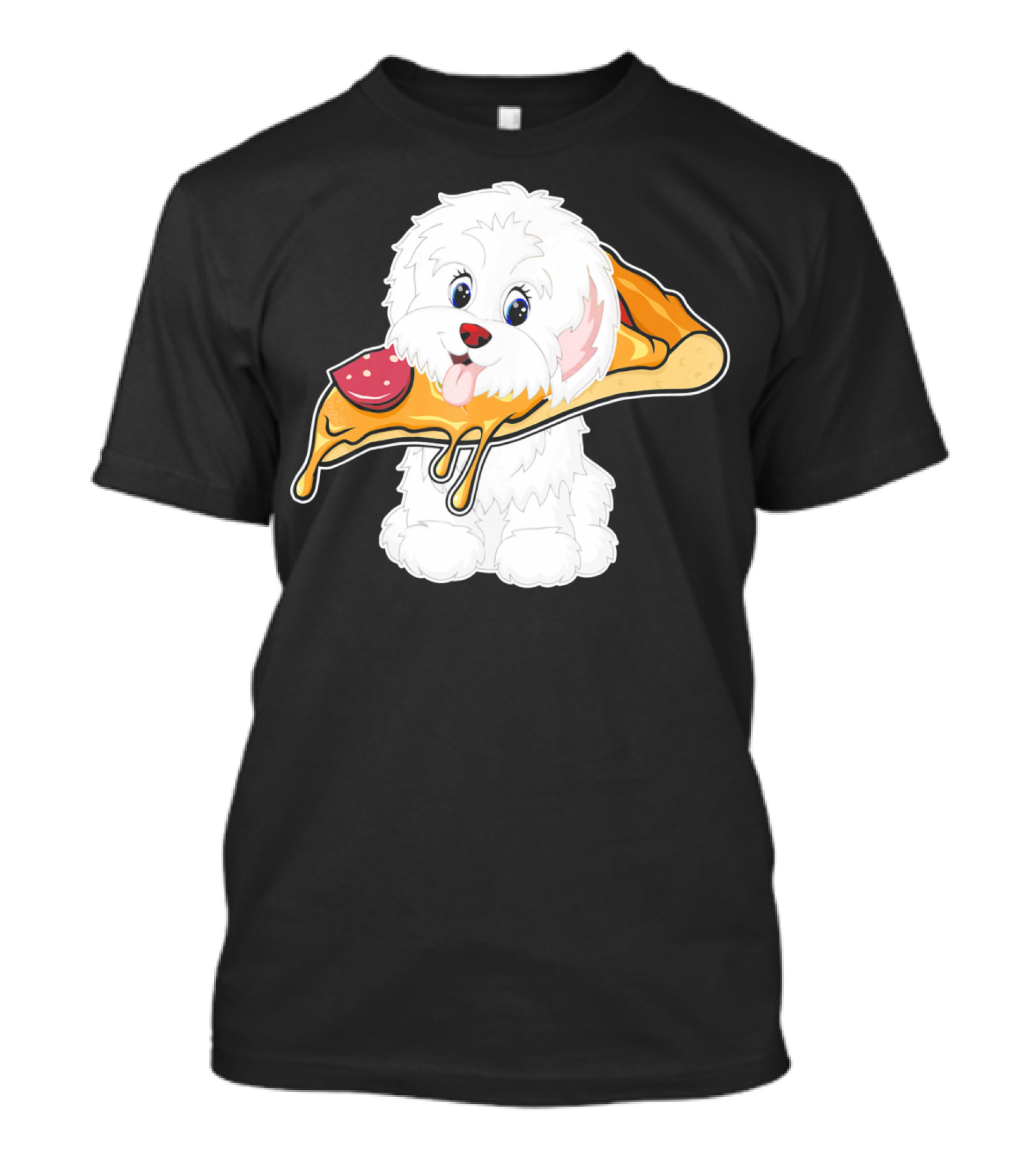 Havanese Puppy Holding Pizza Slice T-Shirt
