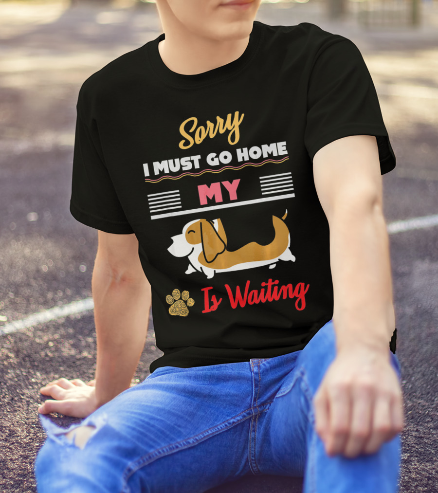 Sorry I Must Go Home My Basset Hound Is Waiting T-Shirt