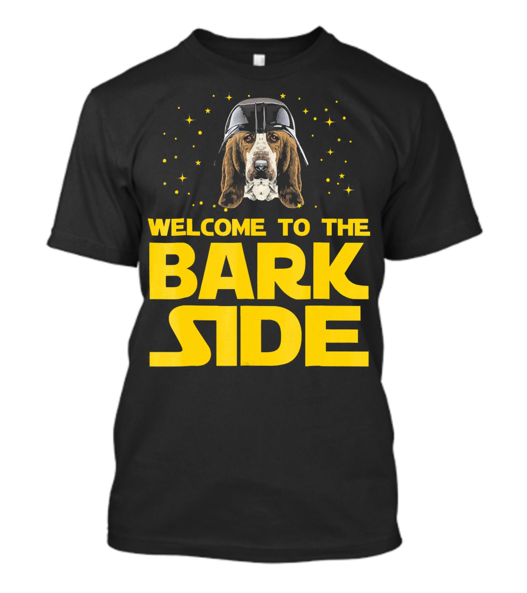 Welcome To The Bark Side Of Basset Hound Dog With Helmet And Stars T-Shirt