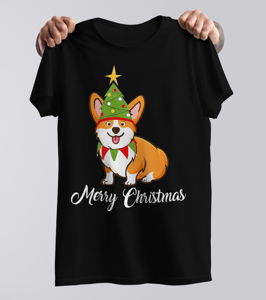 Merry Christmas Tree Corgi Funny Holiday T-Shirt