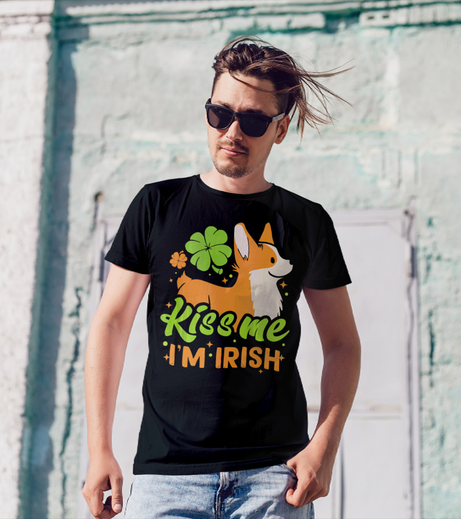 Kiss Me I'm Irish Corgi T-Shirt