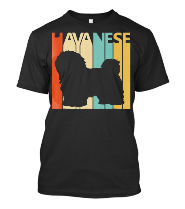 Retro Vintage Havanese Silhouette Bold Stripes T-Shirt